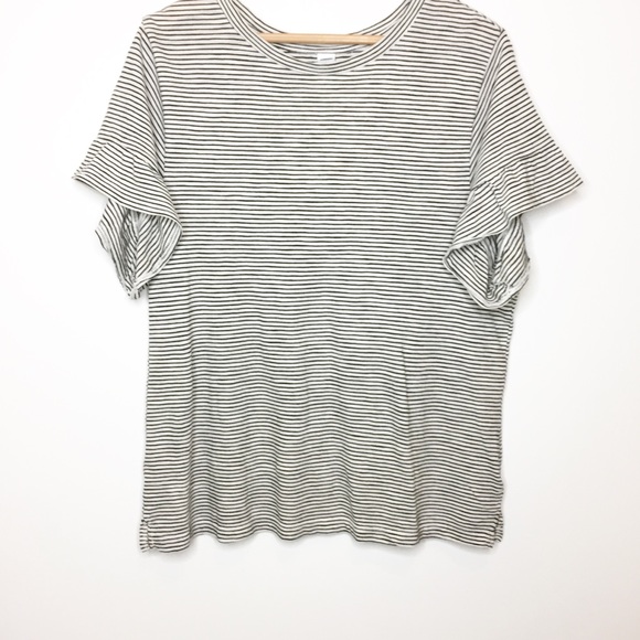 Old Navy Tops - Old Navy Striped ruffle t-shirt Top Black white L